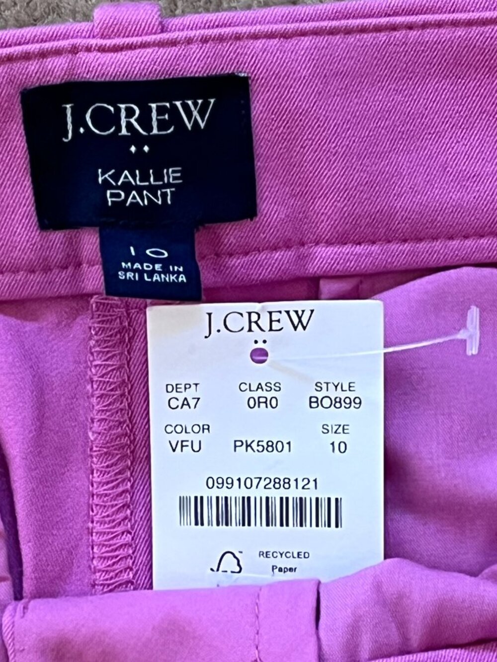 J Crew Pink Kallie Pants Stretchy Straight Leg Women's Size 10 NWT Preppy Office - Picture 3 of 10